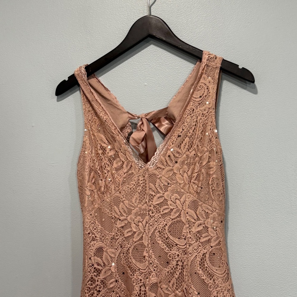 Candalite Rose Gold Lace Sequin Open Back Midi Dress Small fairy party - Picture 2 of 8